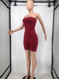 Solid Strapless Tight Romper WPF-80778