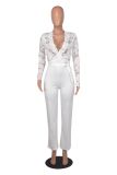 Sexy Lace Patchwork V Neck Jumpsuit MZ-2754