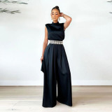 Solid Sleeveless Wide Leg Jumpsuit YF-10190
