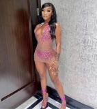 Sexy Hot Drilling Halter Backless Night Club Dress OD-8506