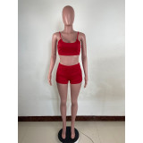 Solid Tank Top And Shorts Two Piece Sets LUO-3568