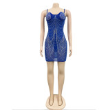 Sexy Hot Drilling Spaghetti Strap Night Club Dress BY-5868