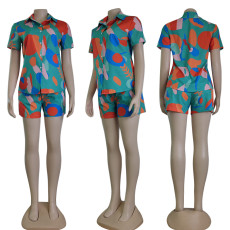 Casual Printed Short Sleeve Shirt And Shorts 2 Piece Sets CY-7137
