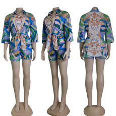 Casual Printed Shirt And Shorts 2 Piece Sets CY-7135
