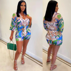 Casual Printed Shirt And Shorts 2 Piece Sets CY-7135