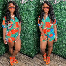 Casual Printed Short Sleeve Shirt And Shorts 2 Piece Sets CY-7137