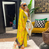 Casual Printed Long Cloak Coat (Without Belt)YF-10173