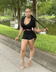 Solid Crop Top Drawstring Shorts 2 Piece Sets QZX-6261
