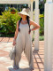 Solid Sleeveless Loose Strap Jumpsuit OLYF-6106