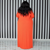 Plus Size Solid Strapless Maxi Dress+Long Cloak 2 Piece Sets NNWF-7575