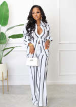 Casual Striped Long Sleeve Shirt And Pants 2 Piece Sets MIL-L338