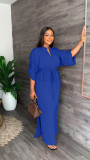 Solid Stand-Collar Split Maxi Dress YS-S824