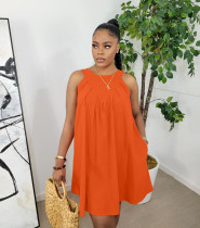 Solid Sleeveless Loose Mini Dress BGN-256