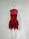 Plus Size Sleeveless Tassel Shorts Two Piece Set MUE-M7488