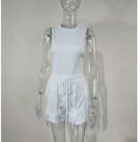 Plus Size Sleeveless Tassel Shorts Two Piece Set MUE-M7488