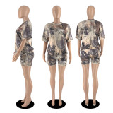 Camo Print Casual Two Piece Shorts Sets YIBF-60176