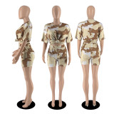 Camo Print Casual Two Piece Shorts Sets YIBF-60176