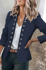 Solid Double Breasted Long Sleeve Blazer Coat MK-3120