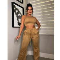 Solid Cami Top And Pants Two Piece Sets NM-8525