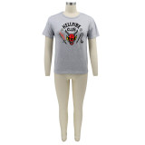 Plus Size Printed O Neck Short Sleeve T Shirt HNIF-TT001