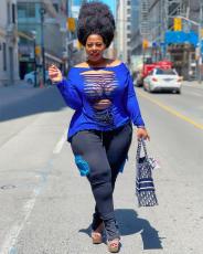 Plus Size Solid Hollow Out Long Sleeve Top ME-6073