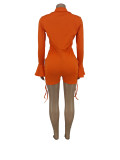 Sexy Deep V Neck Flare Sleeve Drawstring Romper ZDF-31153X
