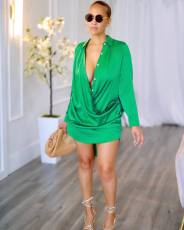 Sexy Long Sleeve Mini Shirt Dress SMD-82098