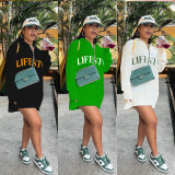 Letter Print Knitted Long Sleeve Pullover Sweater Top FSXF-F355
