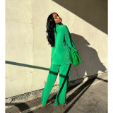 Solid Loose Long Sleeve Shirt And Pants 2 Piece Sets ASL-6590