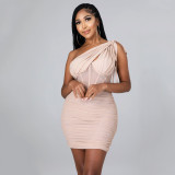 Sexy Mesh Sheer Slanted Shoulder Dress GOSD-OS6674