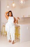 Plus Size Sleeveless Tassel Pants 2 Piece Sets ZDF-31230