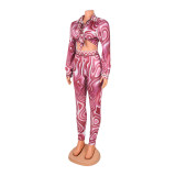 Print Long Sleeve Shirts And Pants Two Piece Sets GOSD-OS6252