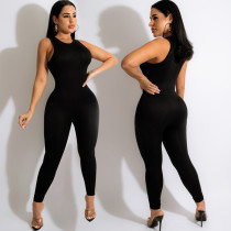 Solid Casual Sports Sleeveless Jumpsuit GOSD-XM1185