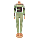 Mesh Sheer Long Sleeve Two Piece Pants Set GOSD-OS6512