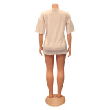 Fashion Casual Ripped Printed Short Sleeve T-Shirt OS6260