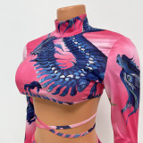 Fashion Sexy Print Long Sleeve Mini Skirt Set GOSD-OS6519