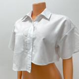 Solid Casual Irregular Short Sleeve Shirt GOSD-OS6715
