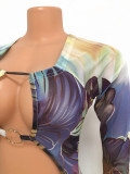 Fashion Sexy Mesh Print Hollow Rompers GOSD-OS6089