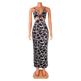 Sexy Print Sling Maxi Dress GOSD-OS6056