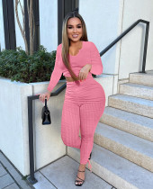 Solid Long Sleeve Stacked Pants 2 Piece Sets ME-8185