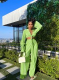 Solid Long Sleeve Two Piece Pants Sets NIK-318