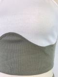 Ribbed Color Block Vest Tie Pencil Pants Two Piece Set GWDS-220502