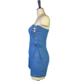 Chest Wrap Bandage Denim Rompers GWDS-220517