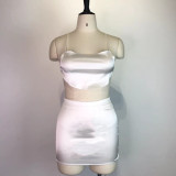 Lace-up Backless Top And Skirt Two Piece Set GWDS-210520