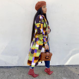 Plus Size Fashion Plaid Print Coats GWDS-K3084