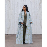 Plus Size Casual Printed Loose Long Cloak Coat GDYF-6943