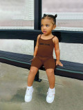 Kids Girls Letter Print Sling Rompers GYMF-YM028