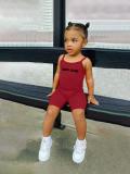 Kids Girls Letter Print Sling Rompers GYMF-YM028