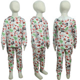 Kids Christmas Print Hooded Casual Two Piece Pants Set GYMF-YM050