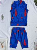 Kids Tie-Dye Print Sleeveless Hooded Two Piece Set GYMF-YM029